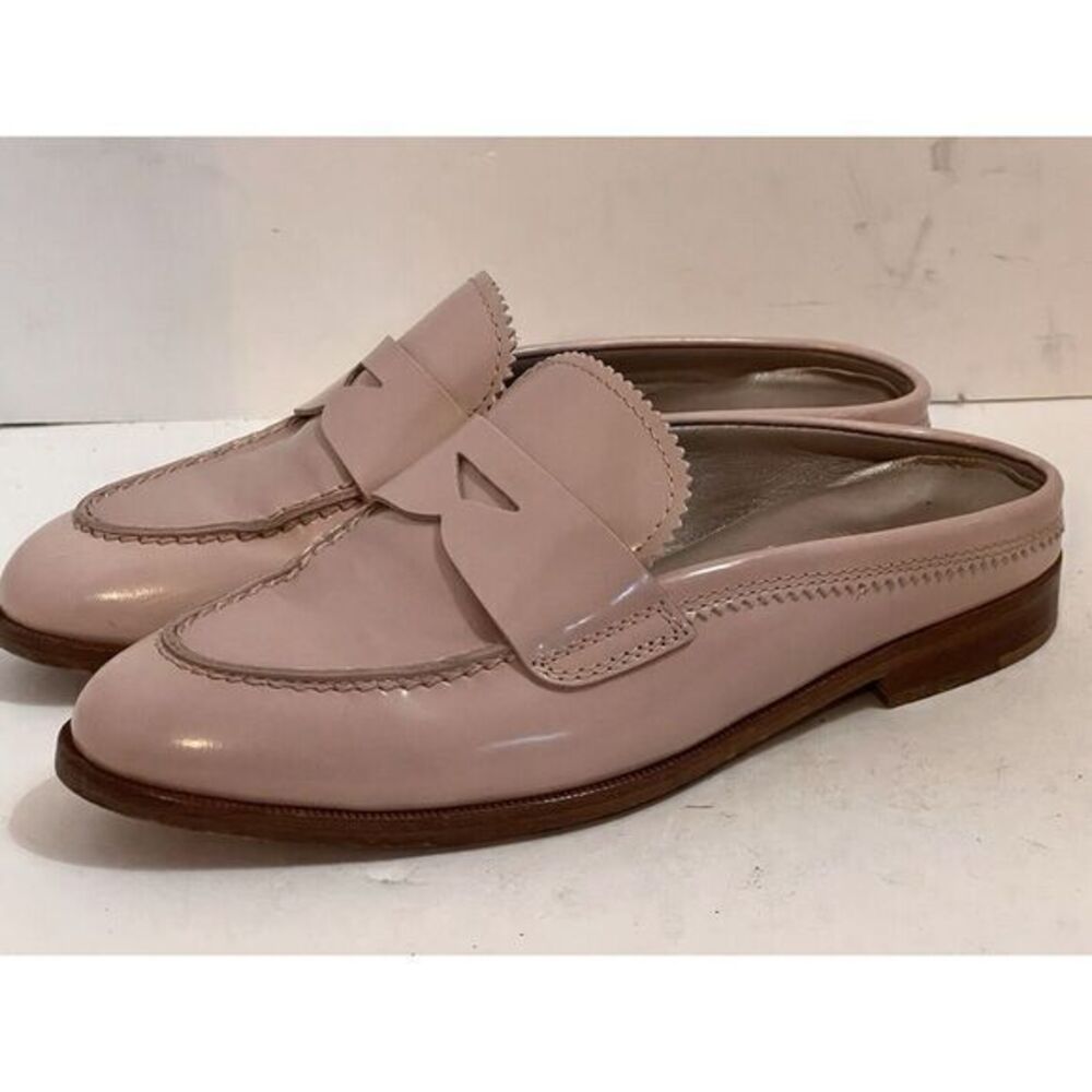 AGL Women's Size 34 1/2 Patent Leather Loafer Mule Size 34.5   Blush Taupe Slide
